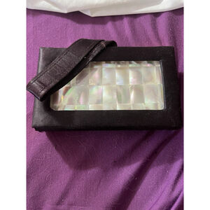 Vintage 1950s Marhill Mother of Pearl Wristlet Purse – Original Unused Lipstick